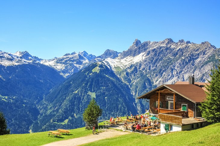 Mountainside restaurant in St. Anton am Alrlberg in austria