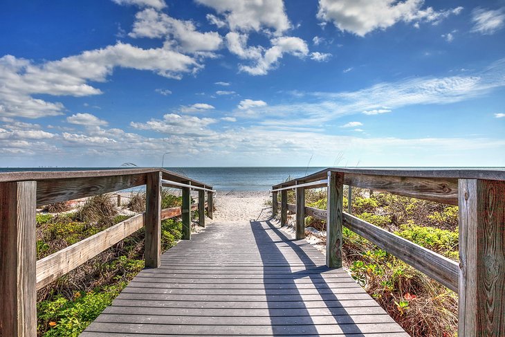 Boardwalk leading to Lighthouse Beach Park on Sanibel Island