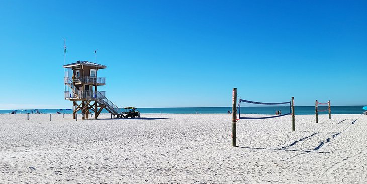 Nets and lifeguard station at Manatee Public Beach
