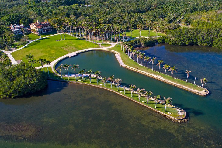 Aerial view of the Deering Estate on Biscayne Bay