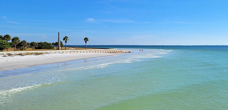 View of the beach from the pier at Fort De Soto Park