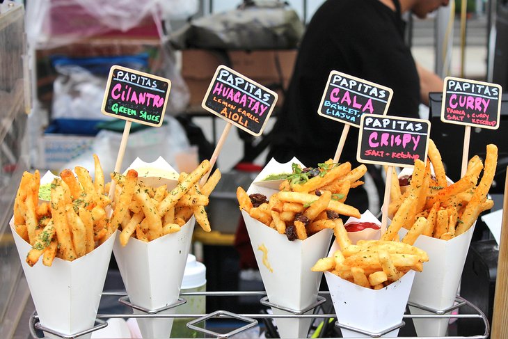 French fries for sale at the Smorgasburg Food Market in Williamsburg
