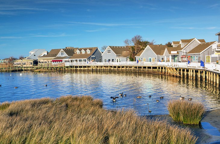 Shops along Currituck Sound in Duck, North Carolina