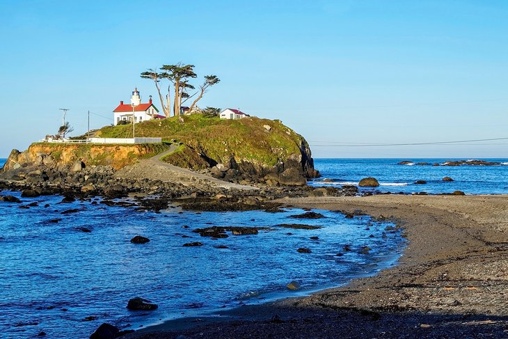 Battery Point Lighthouse and beach in Crescent City
