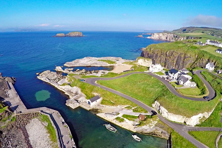 Aerial view of Ballintoy Harbour