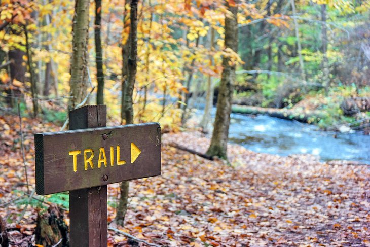 Trail sign in Pennsylvania's Ricketts Glen State Park