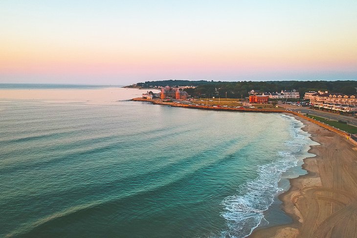 Vue aérienne de la plage de la ville de Narragansett