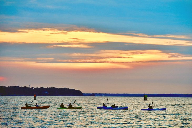 Kayaking at sunset in Hilton Head Island