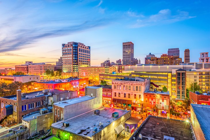 View over Beale Street in downtown Memphis