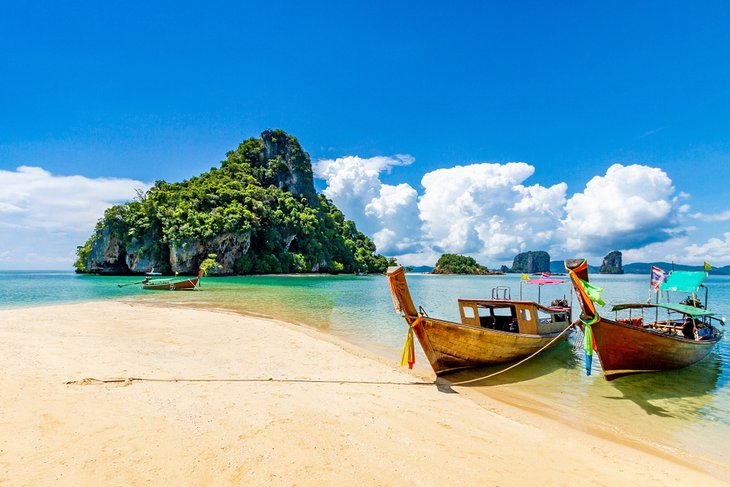 Longboats on the beach at Koh Pak Bia