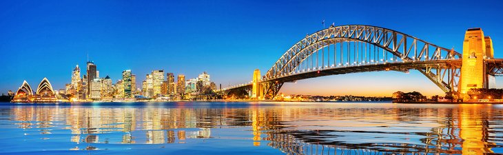 Panorama of Sydney harbour and bridge, New South Wales, Australia