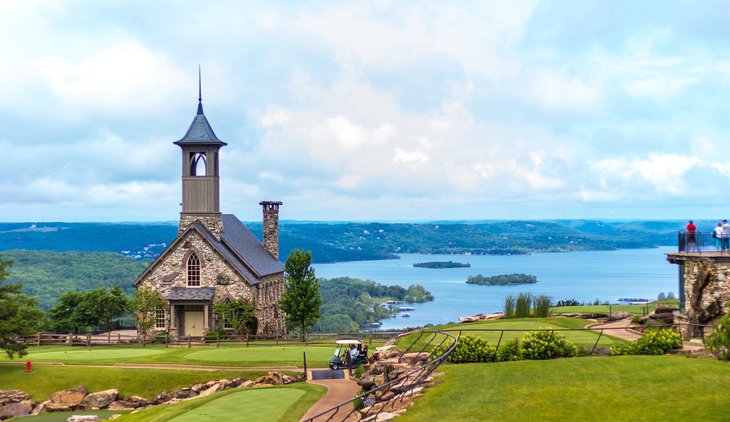 Stone church overlooking Branson, Missouri