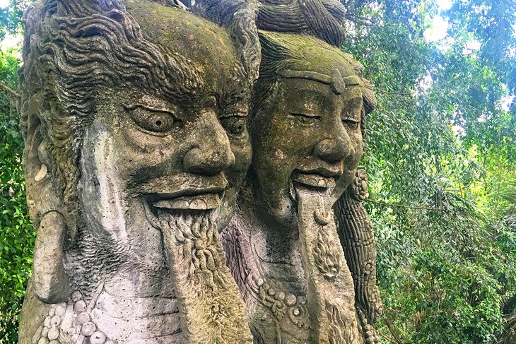 Carved deities in the Ubud Monkey Forest
