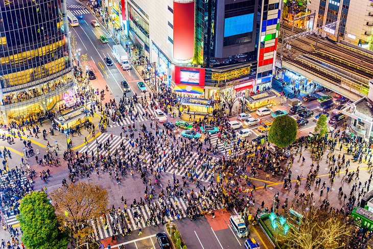 Aerial view of Shibuya Crossing