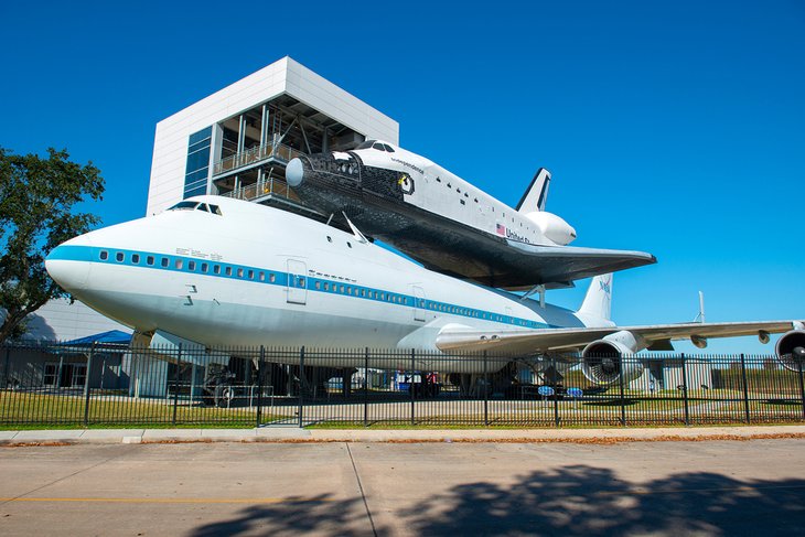 Space Shuttle mounted on Boeing 747 Shuttle Carrier Aircraft at Johnson Space Center