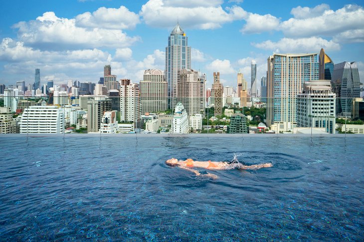 Rooftop pool at a luxury Bangkok hotel