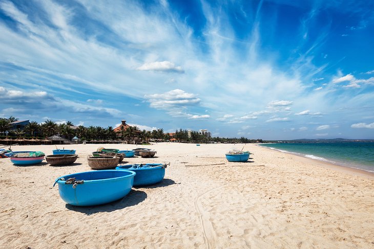 Fishing boats on the beach in Mui Ne