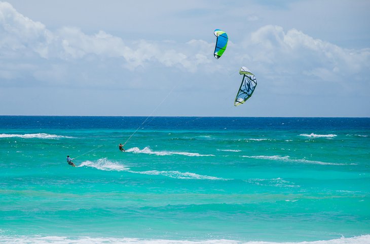 Kiteboarding at Silver Sands Beach