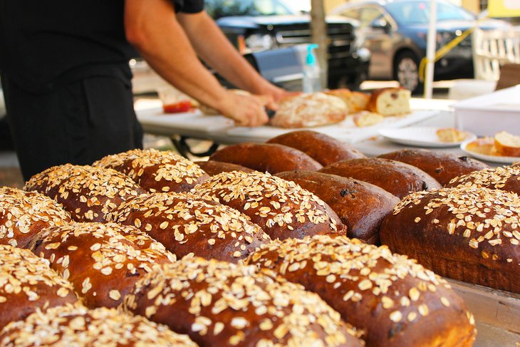 Organic bread for sale at the Seaside Farmers Market