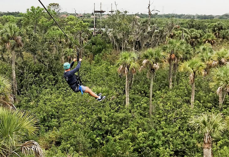 Author, Michael Law, ziplining at Empower Adventures