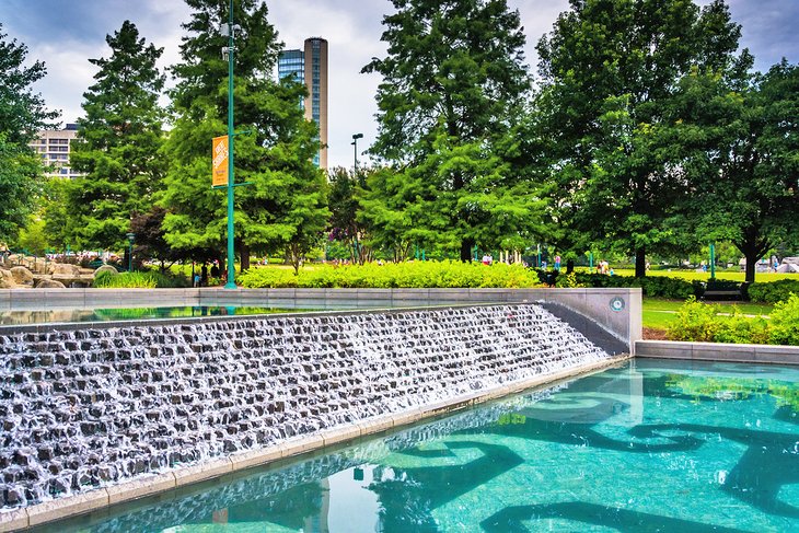 Waterfall in Centennial Olympic Park in downtown Atlanta