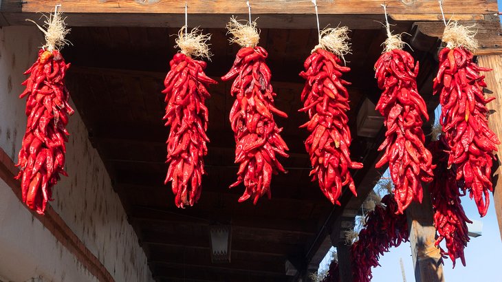 Chili peppers hanging in Old Town Albuquerque