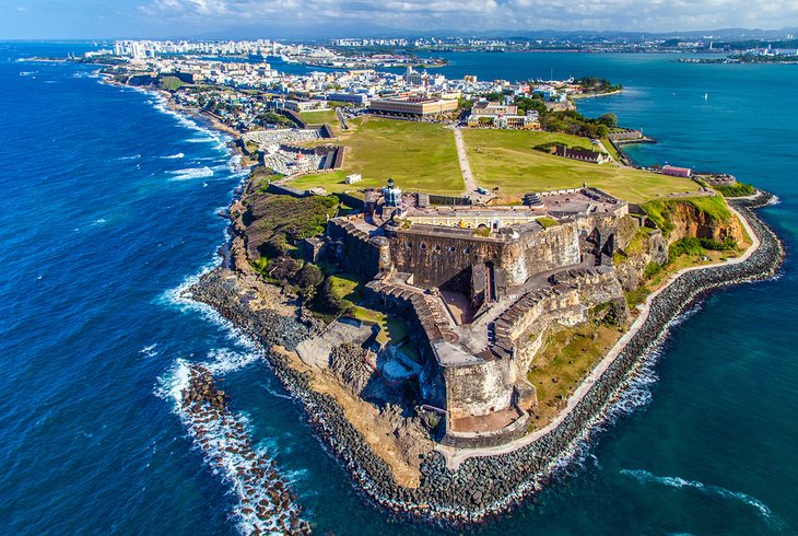 Aerial view of El Morro Fort in Old San Juan, Puerto Rico