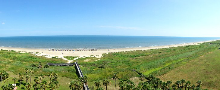 Aerial view of East Beach, Galveston