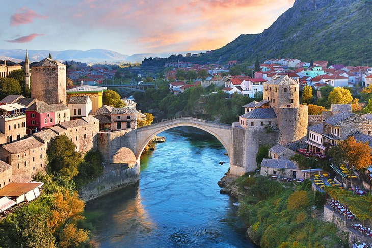 Historical Mostar Bridge in Mostar, Bosnia and Herzegovina