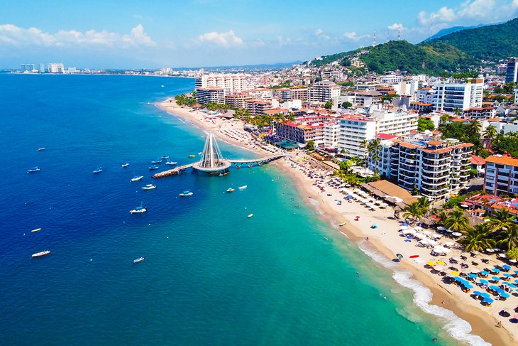 Aerial view of the beach in Puerto Vallarta