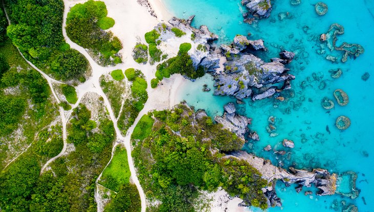 Aerial view of Warwick Long Bay Beach