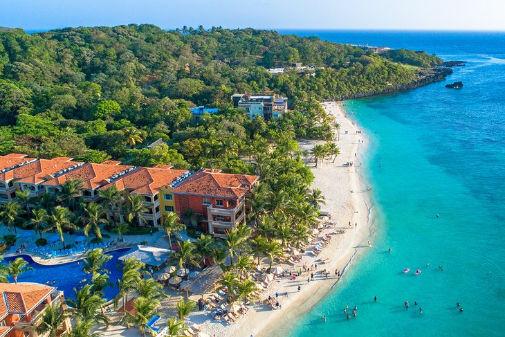 Aerial photo of Roatan in Honduras