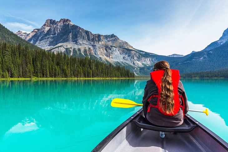 Canoeing on Emerald Lake