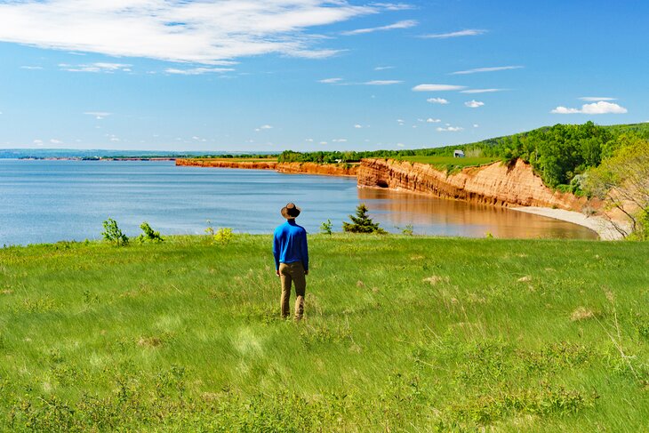 Hiker in Blomidon Provincial Park, Nova Scotia