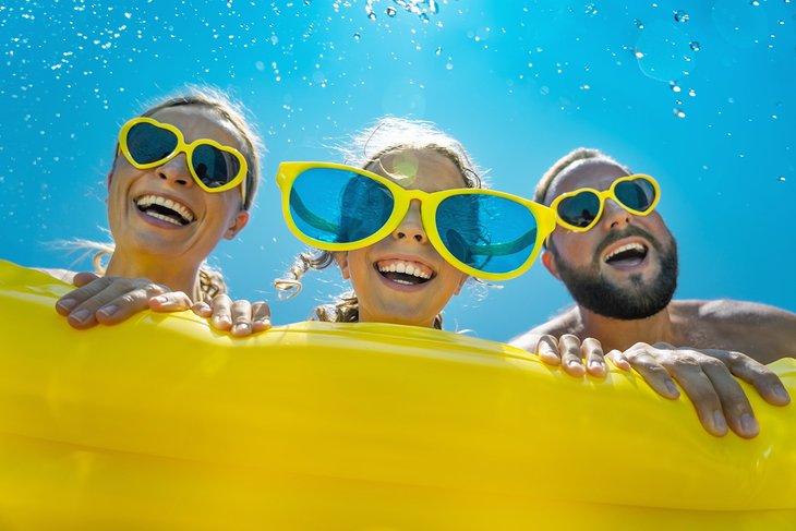 Family enjoying a aqua park