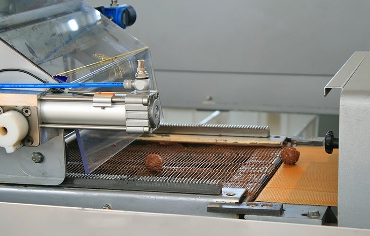 Chocolate production line at the Cologne Chocolate Museum