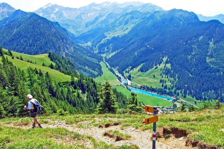 Hiker in the Samina Alpine Valley