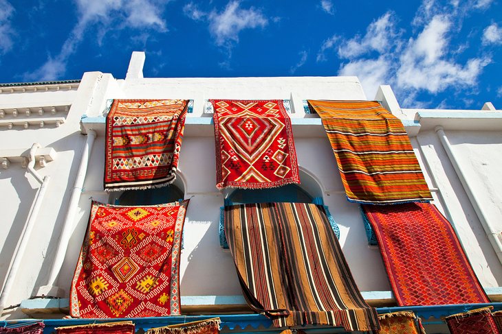 Traditonal rugs in the souk quarter of Kairouan