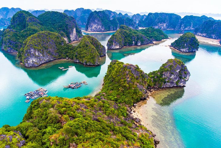 Aerial view of Lan Ha Bay