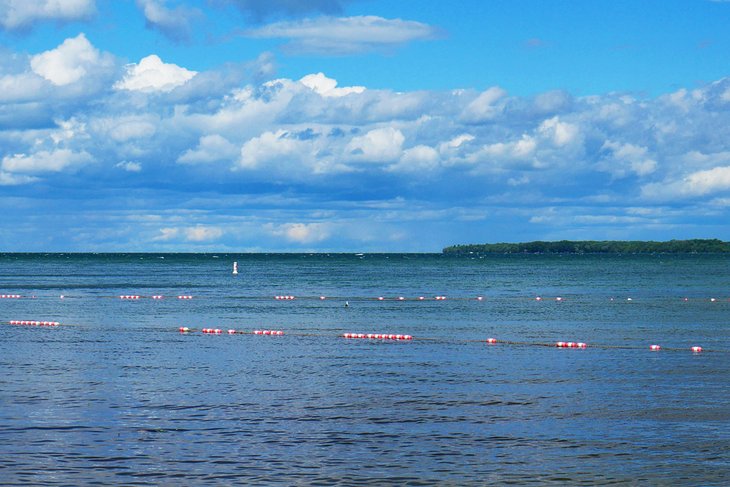 Roped-off swimming area at Sibbald Point