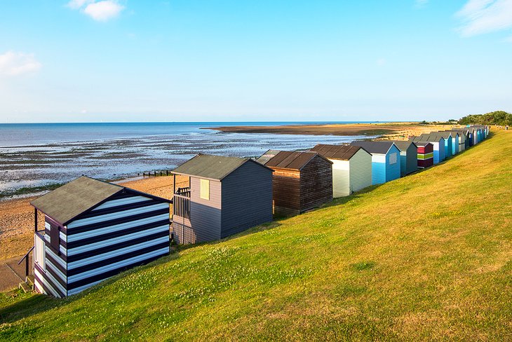 Colorful beach huts on Tankerton Beach