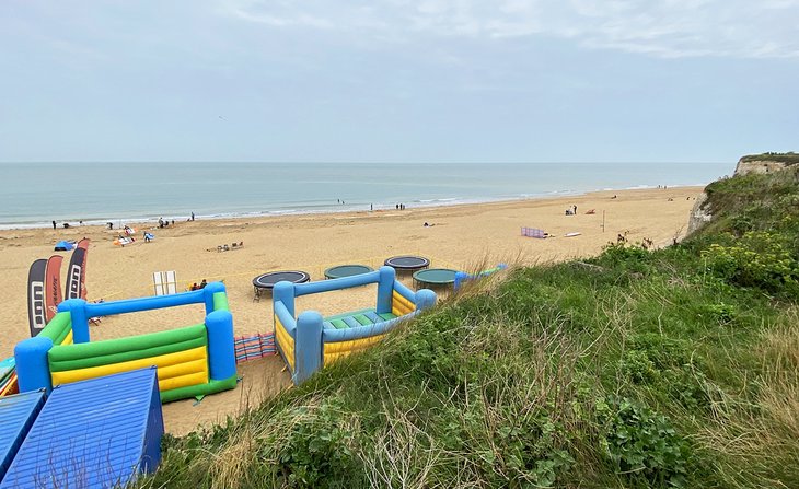 Trampolines on Joss Bay beach