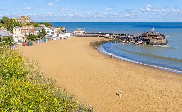 Flowers blooming along Broadstairs Main Beach, Viking Bay, Broadstairs