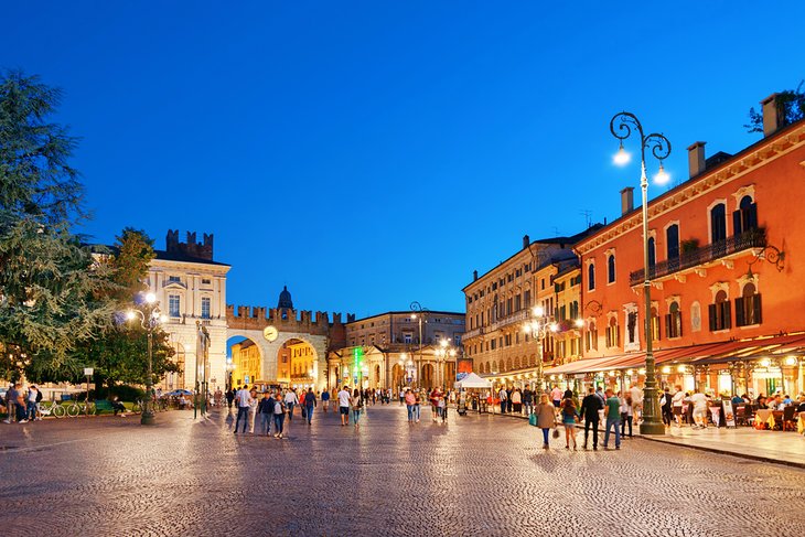 Piazza Bra in Verona at dusk