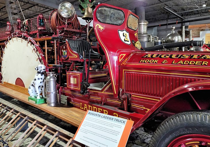 Vintage ladder truck at Cole Land Transportation Museum, Bangor, Maine