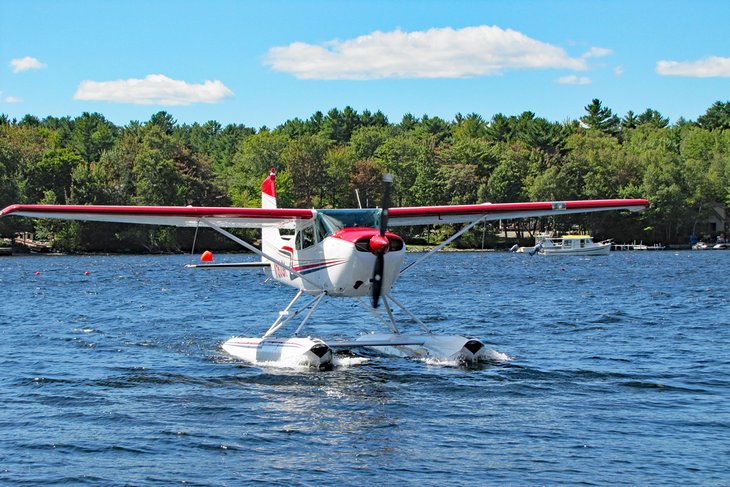 Seaplane on a lake in Maine