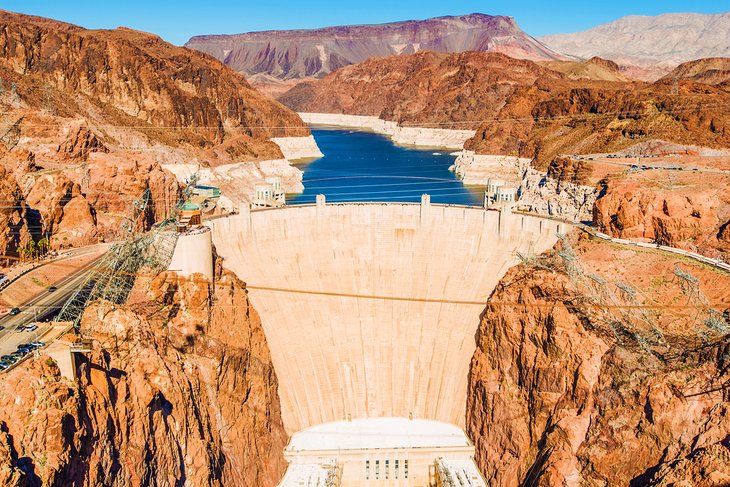 Aerial view of Hoover Dam at Lake Mead