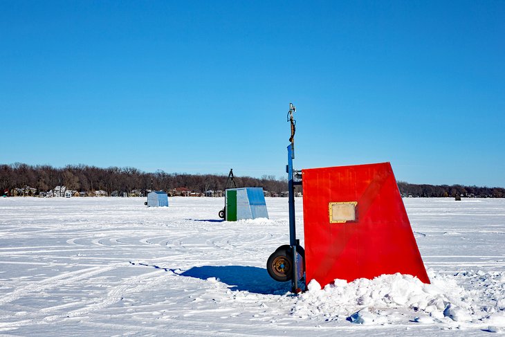 Fishing shacks on Lake Winnebago