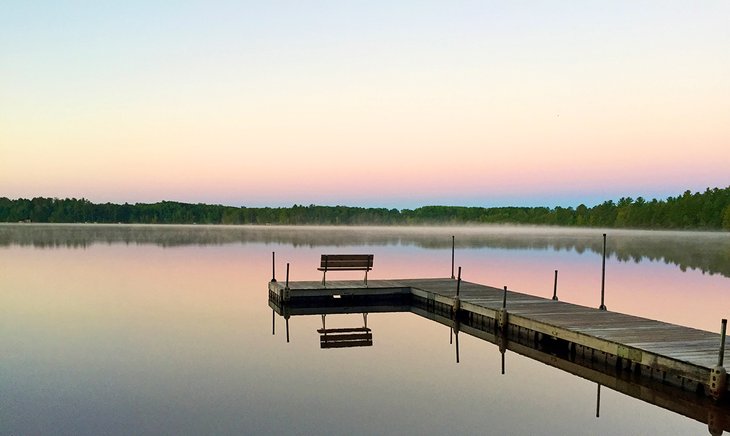 Dock on a lake in the Northwoods region of Wisconsin
