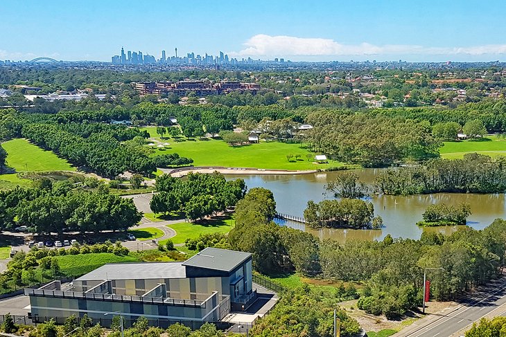 Aerial view of Sydney Olympic Park